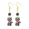 Rack Plating Alloy Cat Shape Dangle Earrings EJEW-JE05446-03-1