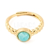 Round Natural Amazonite Adjustable Rings RJEW-Q817-03G-01-2