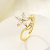 Rack Plating Brass Micro Pave Cubic Zirconia Finger Rings for Women RJEW-M027-01G-01-2