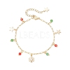 Christmas Brass Glass Charm Bracelets BJEW-JB12536-2