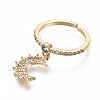 Brass Micro Pave Clear Cubic Zirconia Cuff Rings RJEW-S045-009G-NR-2