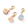 Alloy Enamel Dice Pendant Decoration HJEW-JM00633-1