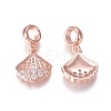 Brass Micro Pave Clear Cubic Zirconia European Dangle Charms ZIRC-I036-20RG-1