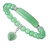 Natural Green Aventurine Curved Rectangle Stretch Braclets with Heart Charm PW-WG54678-04-1