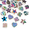 30Pcs 3 Styles Rainbow Iridescent Printed Opaque Acrylic Beads OACR-TA0004-52C-3