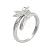 Brass Micro Pave Cubic Zirconia Bird Open Cuff Rings Set for Women RJEW-U002-11P-4