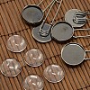 Dome Clear Glass Cover & Gunmetal Iron Brooch Setting Sets DIY-X0078-1