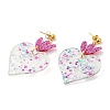 Acrylic Heart Dangle Stud Earrings EJEW-F327-02C-2