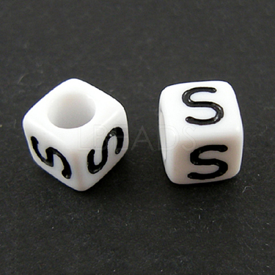 Letter Acrylic European Large Hole Beads X-OPDL-R050-10mm-S-1