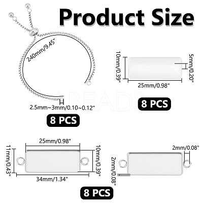 DIY Blank Rectangle Dome Link Bracelet Making Kit DIY-UN0005-31-1