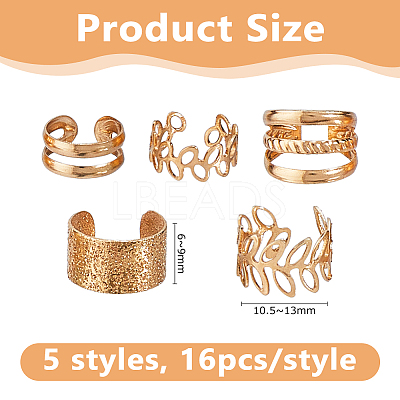 16 Bags Alloy C-Shaped Cuff Earrings for Unisex EJEW-DC0001-49G-1
