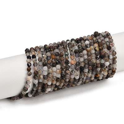 Natural Black Rutilated Quartz Beads Strands G-RM250104-C3-1