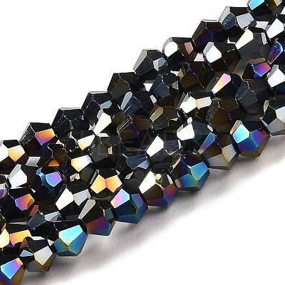 Opaque Solid Color Electroplate Glass Beads Strands EGLA-A039-P3mm-B17-1