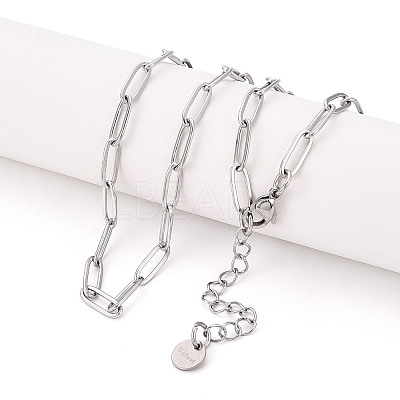 304 Stainless Steel Paperclip Chain Necklace NJEW-D045-14P-02-1