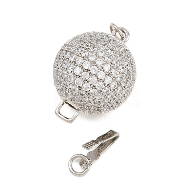 Brass Micro Pave Clear Cubic Zirconia Box Clasps CU-CBA8324-01P-1