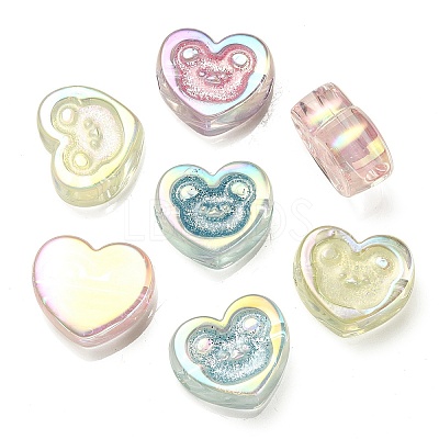 UV Plating Rainbow Iridescent Acrylic Beads OACR-G012-11-1