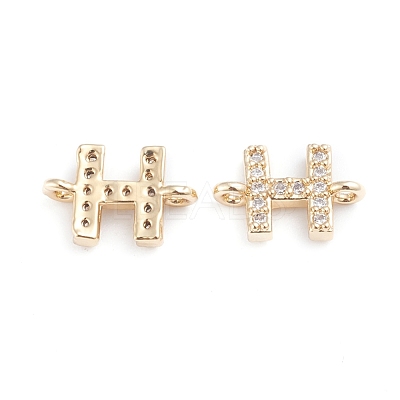 Brass Micro Pave Cubic Zirconia Letter Links X-ZIRC-I042-16G-H-1