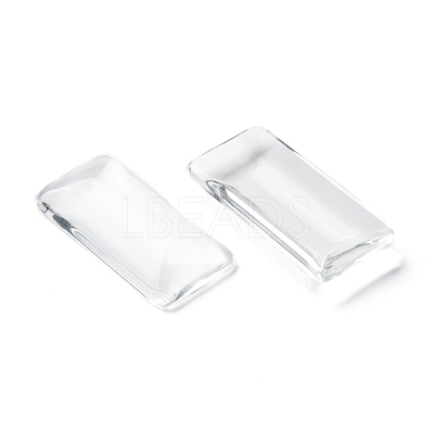 Transparent Rectangle Glass Cabochons GGLA-R025-38x19-1