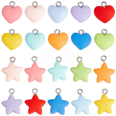 80Pcs 2 Styles Opaque Resin Charms RESI-SC0006-71-1
