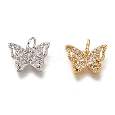 Brass Micro Pave Clear Cubic Zirconia Charms ZIRC-B002-47-1