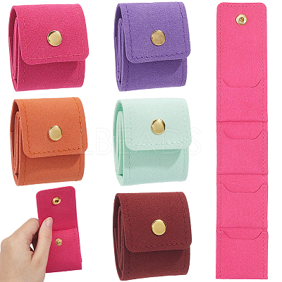 5Pcs 5 Colors PU Leather Ring Organizer Rolls ABAG-CL0001-68-1