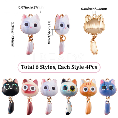 24Pcs 6 Colors Printed Alloy Pendants FIND-BM0001-80-1
