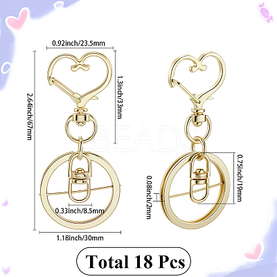 18Pcs Alloy Swivel Keychain Clasps KEYC-SP0001-48B-G-1