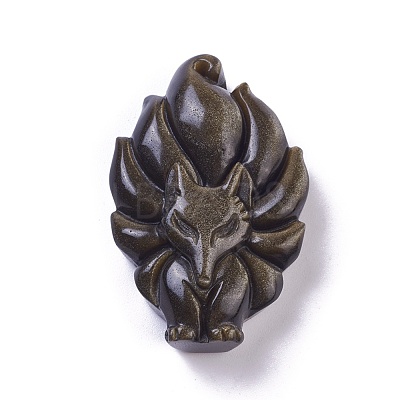 Natural Golden Sheen Obsidian  Pendants G-I226-09B-1