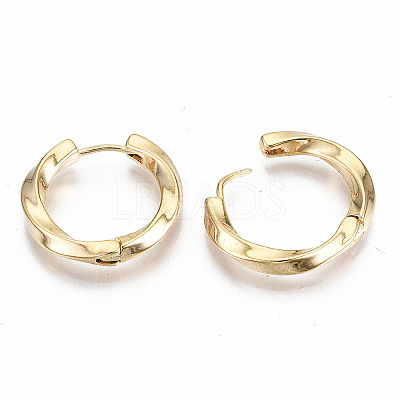 Brass Huggie Hoop Earrings X-KK-T062-45G-NF-1