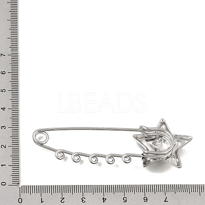 Star Textured 304 Stainless Steel Safety Pins Brooch Findings SA-CBAB767-06B-P-1