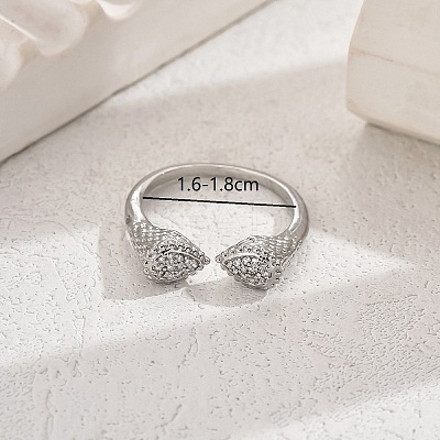 Elegant Brass Cuff Ring with Clear Cubic Zirconia YQ9976-1
