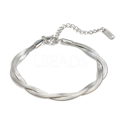 304 Stainless Steel 2-Strand Twisted Flat Snake Chain Bracelets MC1160-1