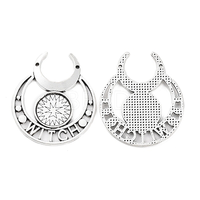Retro Alloy Pendant Cabochon Settings FIND-C032-01AS-1