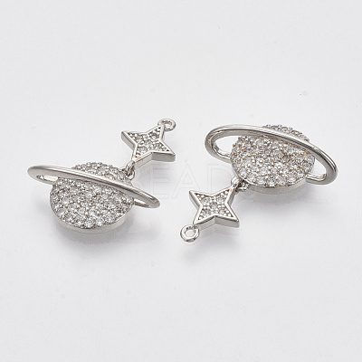 Brass Micro Pave Cubic Zirconia Pendants KK-T050-42P-NF-1