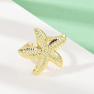 Ocean Theme Brass Cuff Rings RJEW-C135-01G-14-1