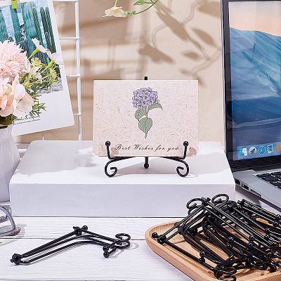 16Pcs Folding Iron Display Easels for Decorative Plates Photo Frames AJEW-GO0004-47A-1