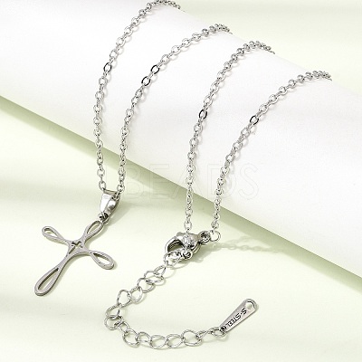 304 Stainless Steel Religion Cross Pendant Necklaces SA-CBAB727-02P-1