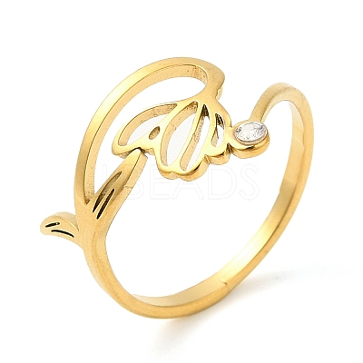 304 Stainless Steel with  Cubic Zirconia Adjustable Rings RJEW-K245-48J-G-1