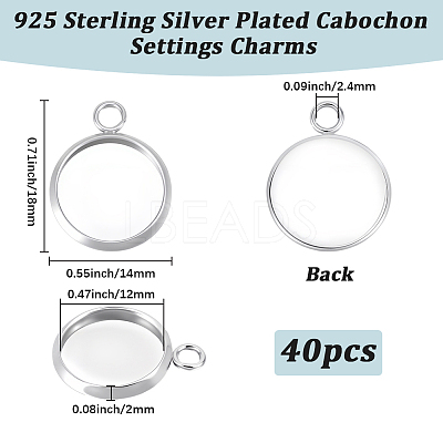 40Pcs 304 Stainless Steel Pendant Cabochon Settings STAS-BBC0010-68-1