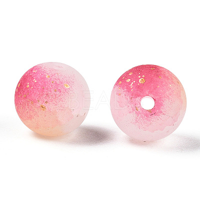 Frosted Baking Paint Crackle Glass Beads with Glitter Powder X1-DGLA-T004-8mm-01H-1