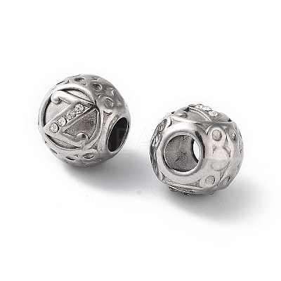 304 Stainless Steel Rhinestone European Beads STAS-A092-10Z-P-1