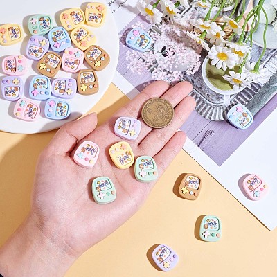 30Pcs Game Console Slime Opaque Resin Cabochons Flatback Cartoon Game Slime Resin Charms Colorful Cartoon Embellishment Cabochon for DIY Crafts Scrapbooking Phone Case Decor JX286A-1