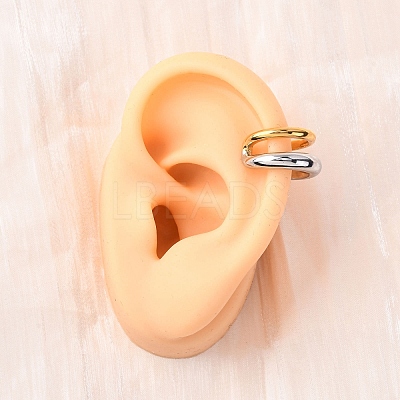 Two-layer C-Shaped 304 Stainless Steel Two Tone Cuff Earrings EJEW-A131-04B-GP-1