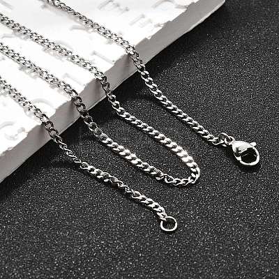 Non-Tarnish 304 Stainless Steel Curb Chain Necklaces LS-NJEW-L162-01B-P-1