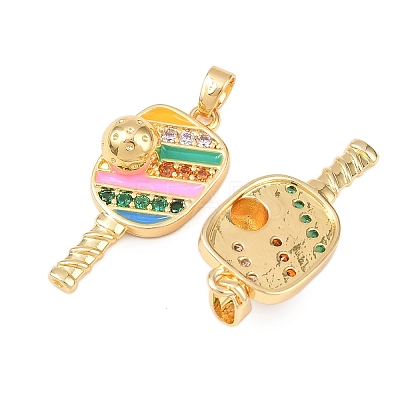 Brass Micro Pave Cubic Zirconia Pendants KK-C248-04G-01-1