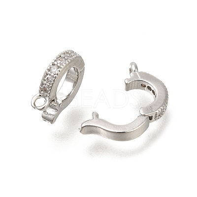 Rack Plating Brass Micro Pave Clear Cubic Zirconia Enhancer Shortener Bails KK-F883-12P-1