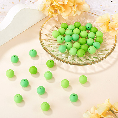 40Pcs 4 Colors Round Silicone Focal Beads SIL-TAD0001-02C-1