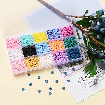 150G 15 Colors Handmade Polymer Clay Beads CLAY-JP0001-11-6mm-1