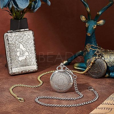 2Pcs 2 Style Iron Clip Pocket Watch Chain DIY-UN0003-62-1