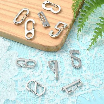 10Pcs 10 Styles 304 Stainless Steel Keychain Clasp Findings FIND-CJ0002-80-1